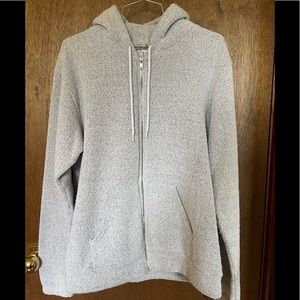 Vintage American Apparel Textured Grey Full-Zip Hoodie - Unisex L